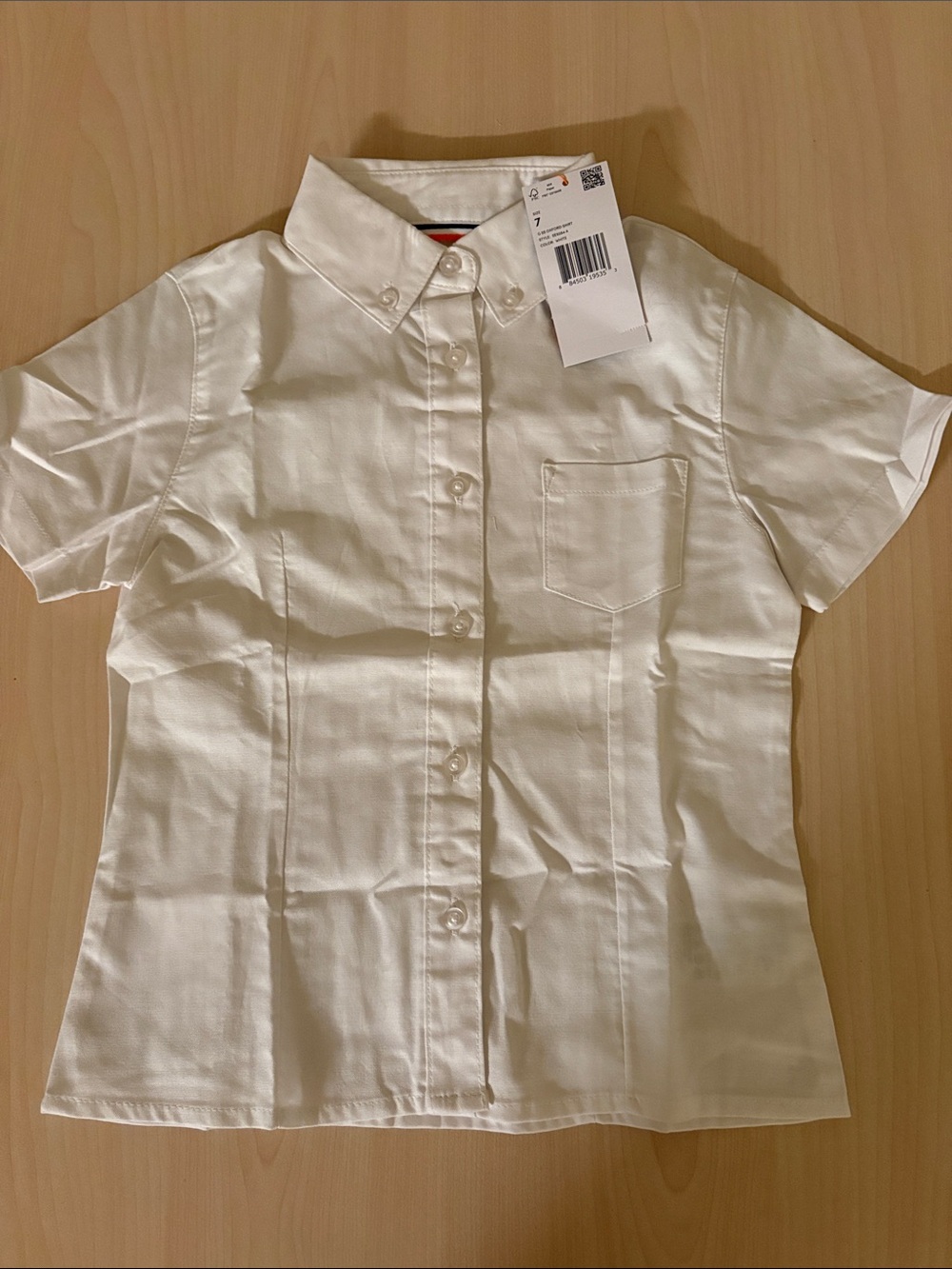 Girls' French Toast White Short-Sleeve Button-Front Shirt School Uniform Size 7